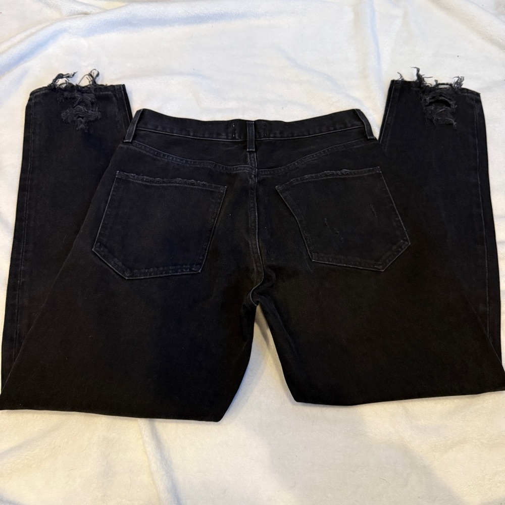 AGOLDE Jamie High Rise Black Plume Classic Slim Straight Distressed - Picture 6 of 6